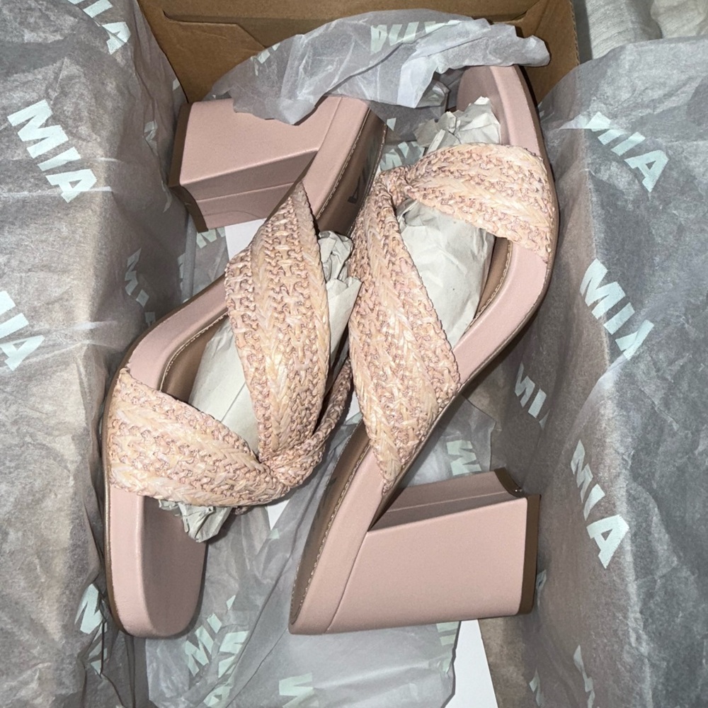 MIA Pink Braided Heels